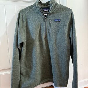 Patagonia Men’s Quarter Zip, Olive Green, Size M